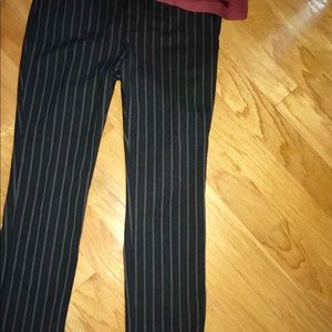 Banana Republic Grey/Burgundy Striped Ankle Pant